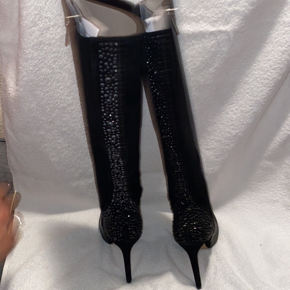 Victoria Secret Knee high black studded/rhinestone boots - Picture 3 of 4